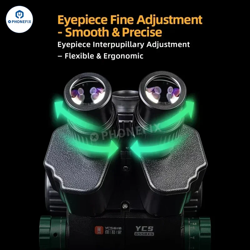 Microscope trinoculaire HD YCS 6558S 6558XS avec zoom 6.5-58X et caméra 4K