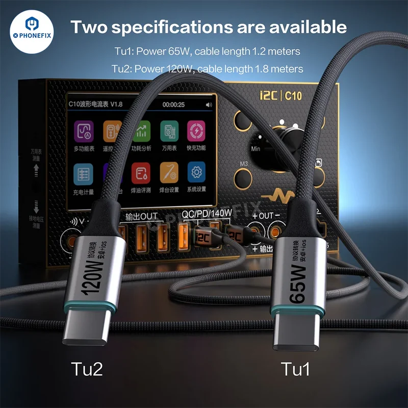 Câble de charge rapide USB-C i2C Turbo pour téléphones iOS et Android