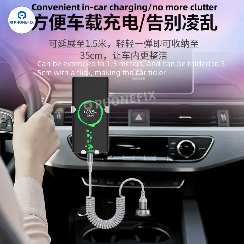 Câble de données spiralé CarPlay pour iPhone et Android