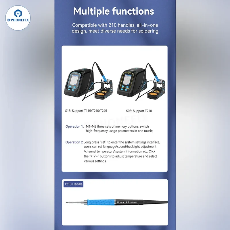 Station de soudage intelligente portable AWESHINE S08 avec poignée T210
