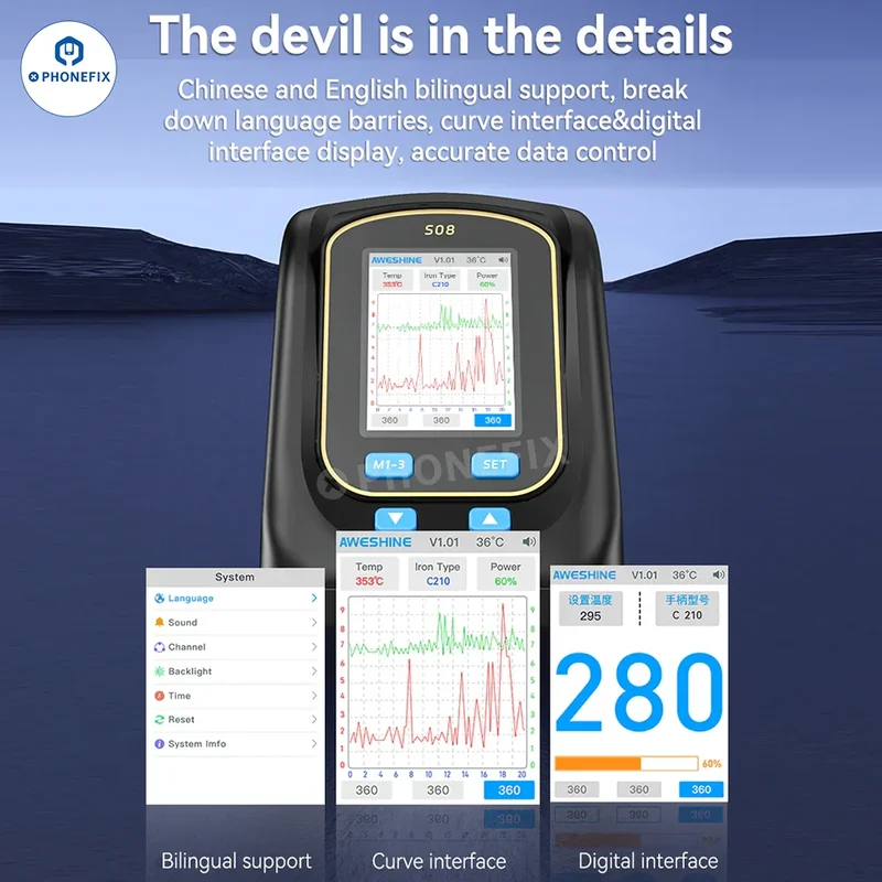 Station de soudage intelligente portable AWESHINE S08 avec poignée T210