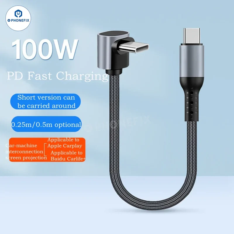 Câble de données de charge rapide Elbow PD Type-C Lightning pour téléphone portable