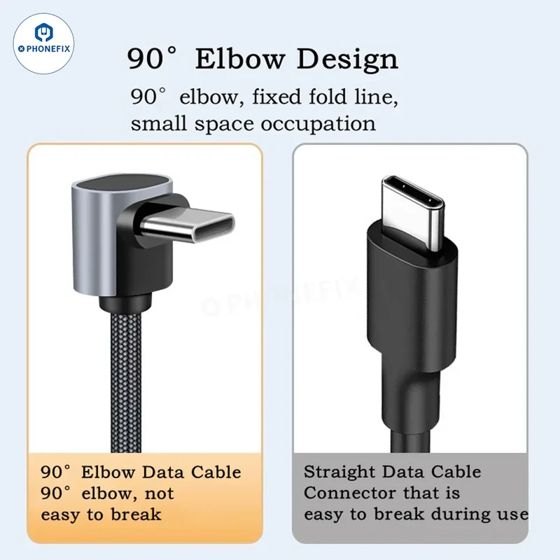 Câble de données de charge rapide Elbow PD Type-C Lightning pour téléphone portable
