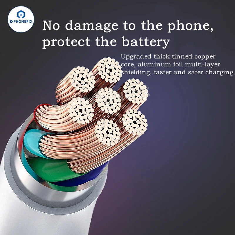 Câble de données de charge rapide 6A Micro Type-C Lightning pour iPhone Android