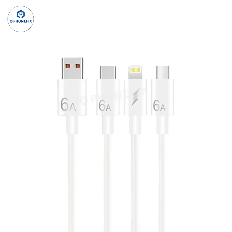 Câble de données de charge rapide 6A Micro Type-C Lightning pour iPhone Android