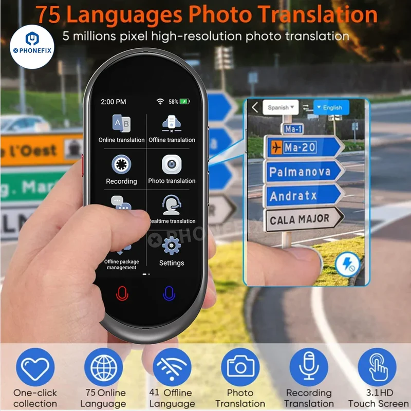 VORMOR Z6 Z8 Traducteur portable intelligent hors ligne Traduction en temps réel