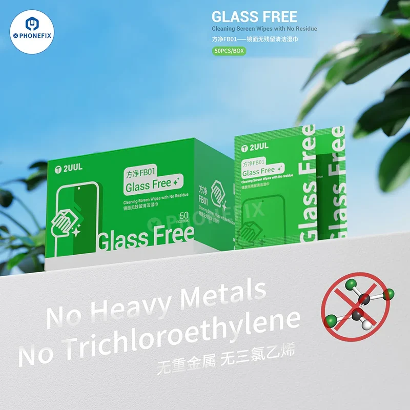 Lingettes humides de nettoyage pour écran en verre 2UUL, chiffon pour enlever la colle OCA