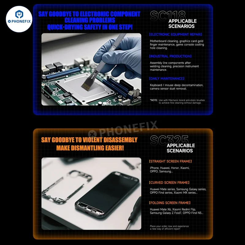 MECHANIC Nettoyant électronique à séchage rapide Dissolvant de colle pour cadre de téléphone
