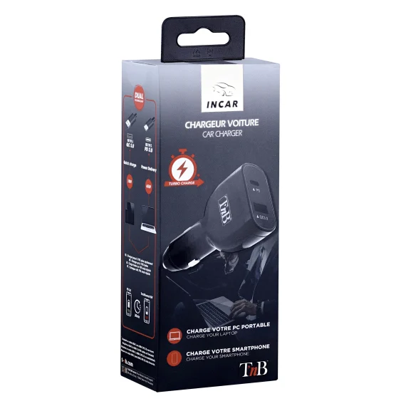 Chargeur allume-cigare 1XUSB-A et 1XType-C quick charge et power delivery 65W