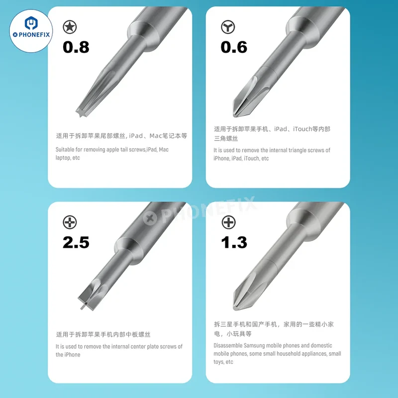 iFixes Tiktool iTK5 Mini Tournevis S2 Bit pour Réparation Téléphone