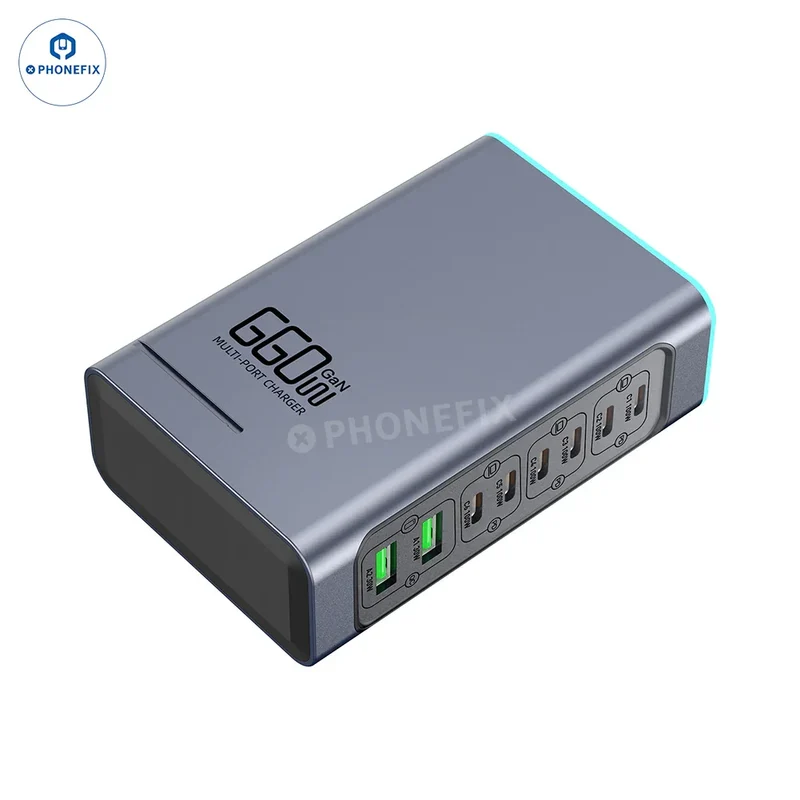 Chargeur rapide PD/QC8 WLX-F660L 8 W GaN 3.0 ports
