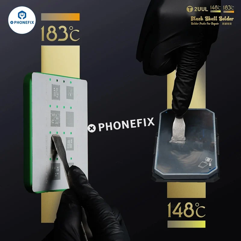 Pâte à souder tête de mort noire 2UUL 148℃ 183℃ pour réparation de circuits imprimés de téléphones