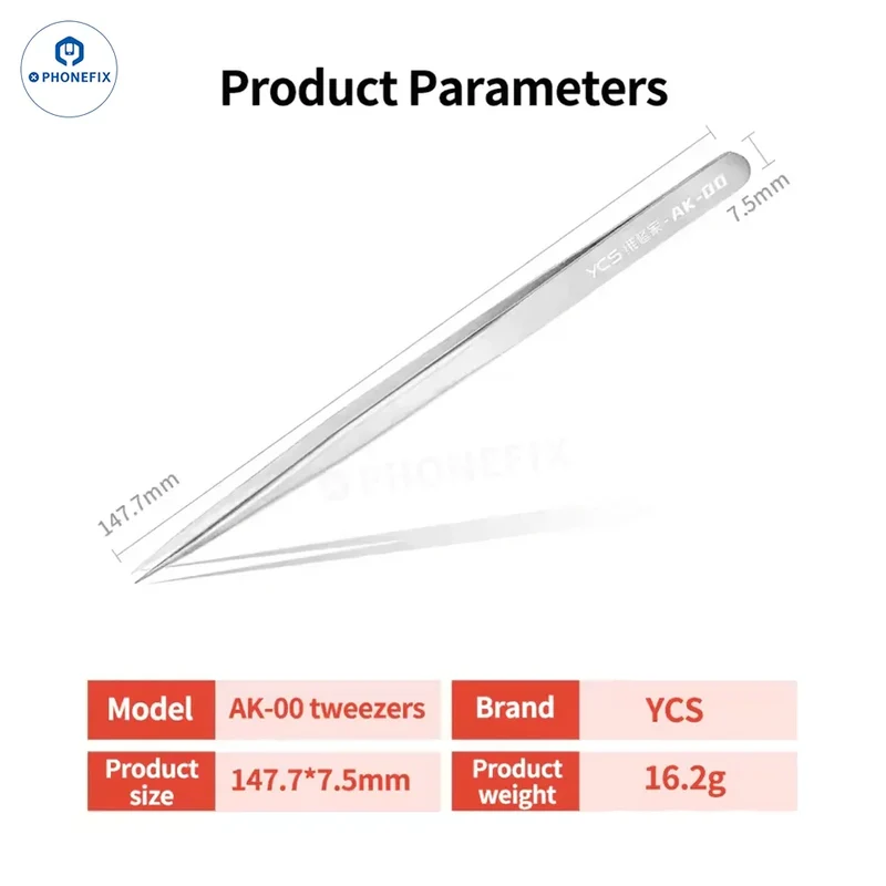Pince à épiler de précision YCS 01 AK-00 pour réparation de téléphones portables