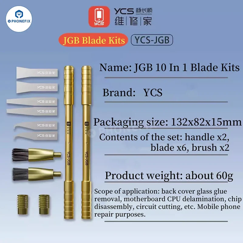 Ensemble de brosses et lames pour retirer la colle des puces PCB mobiles YCS JGB 10 en 1