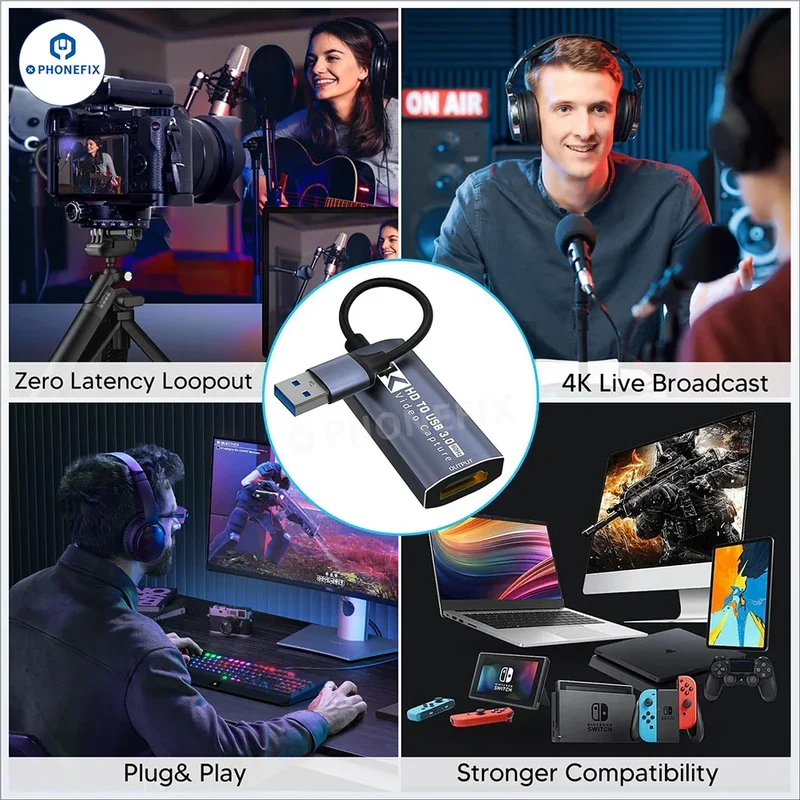 Carte de capture audio vidéo 4K 1080P pour diffusion en direct