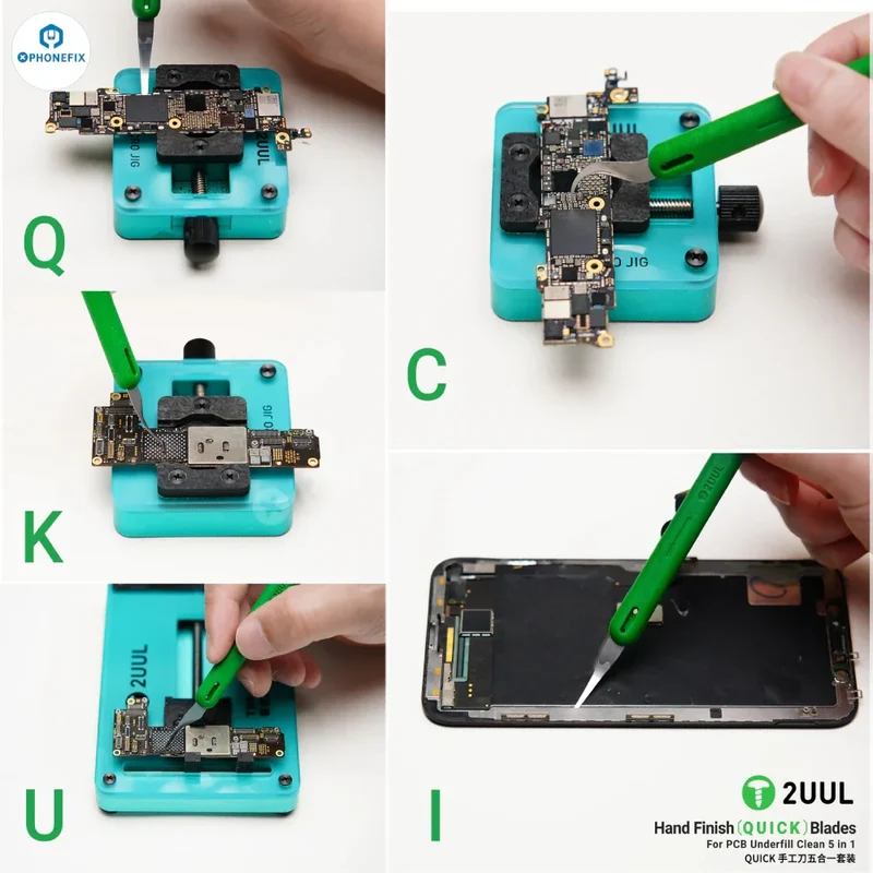 Kit de nettoyage de sous-remplissage de PCB de téléphone 2 en 5 avec lames rapides à finition manuelle 1UUL