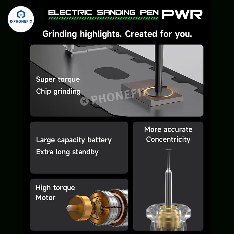 Stylo de meulage MECHANIC PWR pour le polissage des circuits imprimés de téléphones et de processeurs