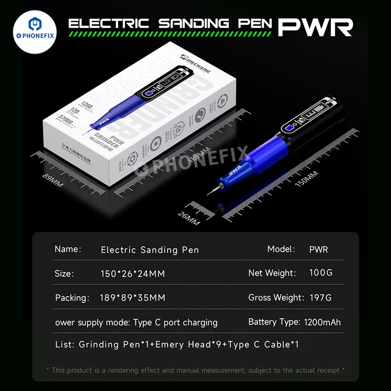Stylo de meulage MECHANIC PWR pour le polissage des circuits imprimés de téléphones et de processeurs