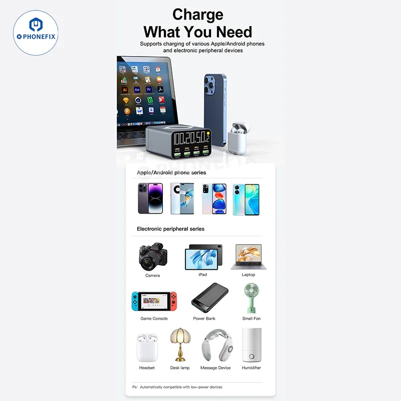 Chargeur sans fil WLX-M3 WLX-M1 QC PD USB-A USB-C 8 ports