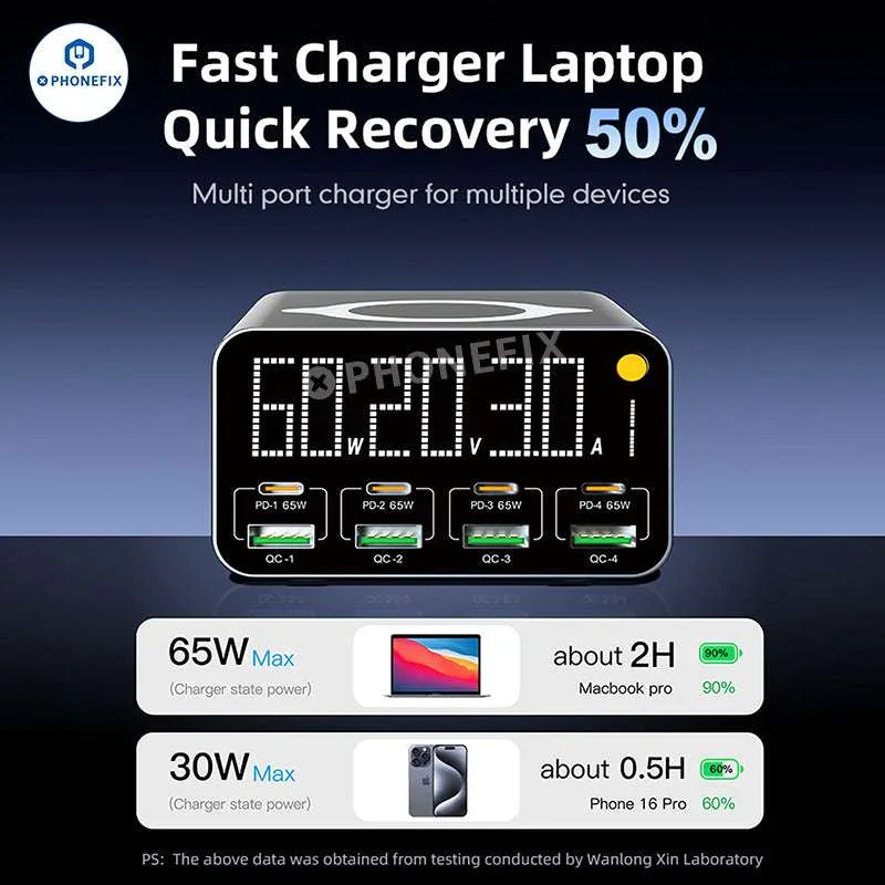 Chargeur sans fil WLX-M3 WLX-M1 QC PD USB-A USB-C 8 ports