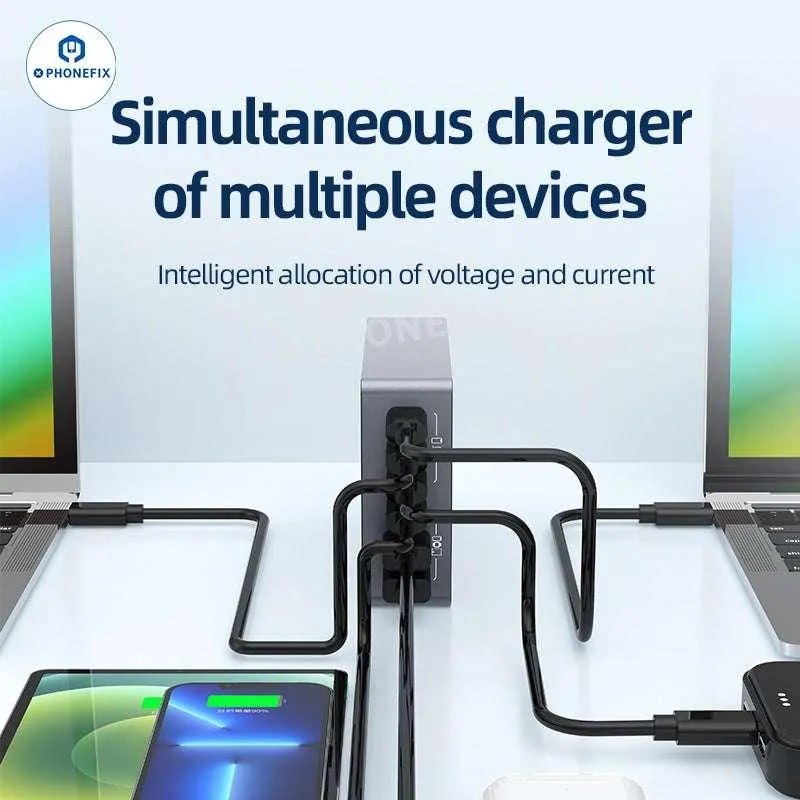 Chargeur de bureau intelligent GaN WT-F8A 220 W USB-A Type-C