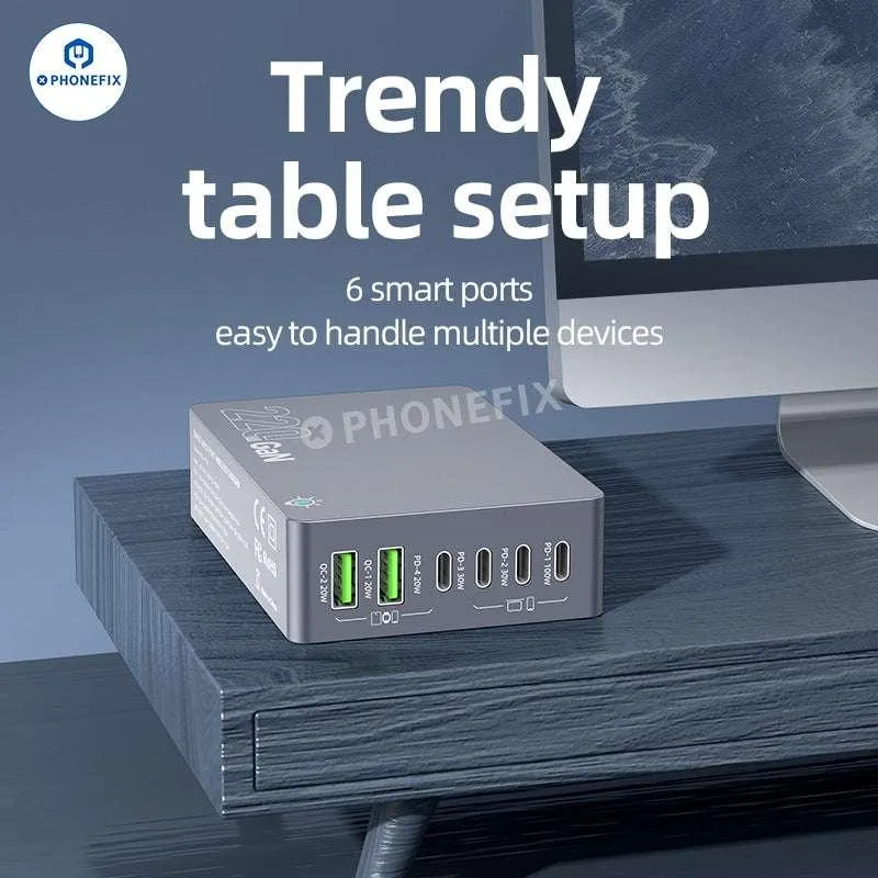 Chargeur de bureau intelligent GaN WT-F8A 220 W USB-A Type-C