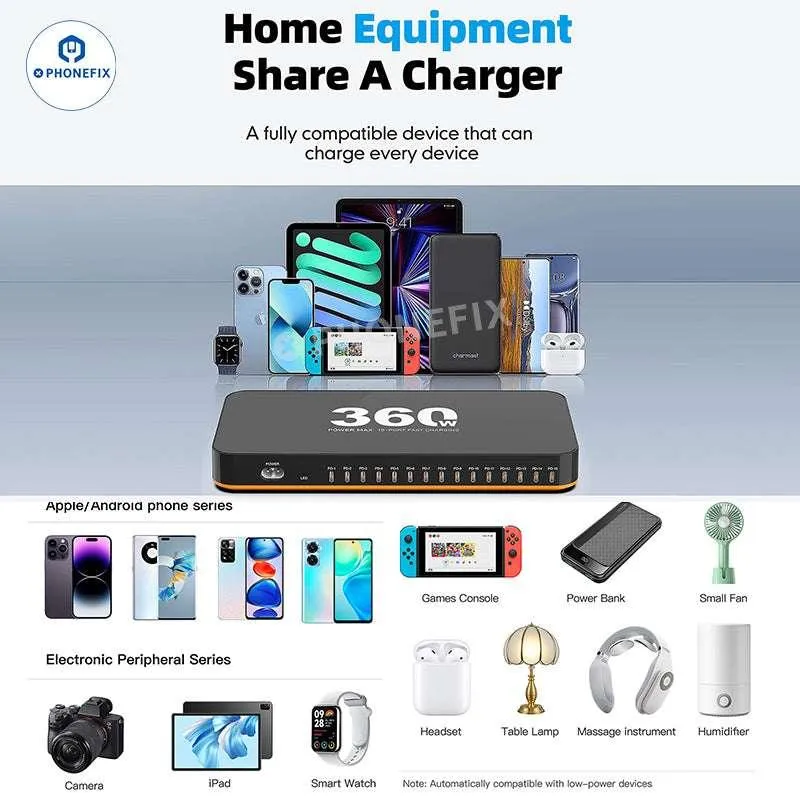 Station de charge rapide PD WLX-815C 360 W 15 ports USB-C