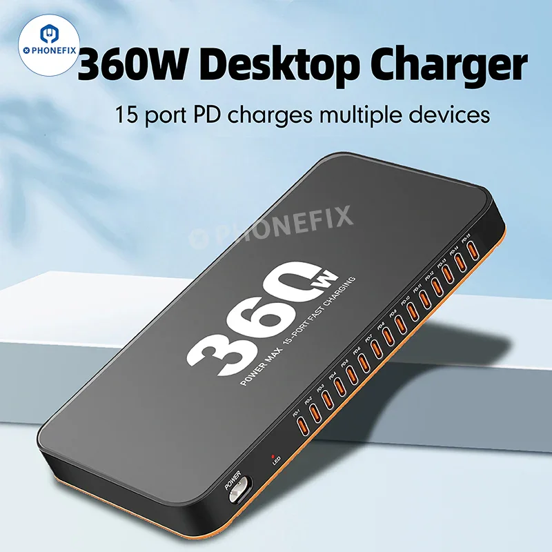 Station de charge rapide PD WLX-815C 360 W 15 ports USB-C