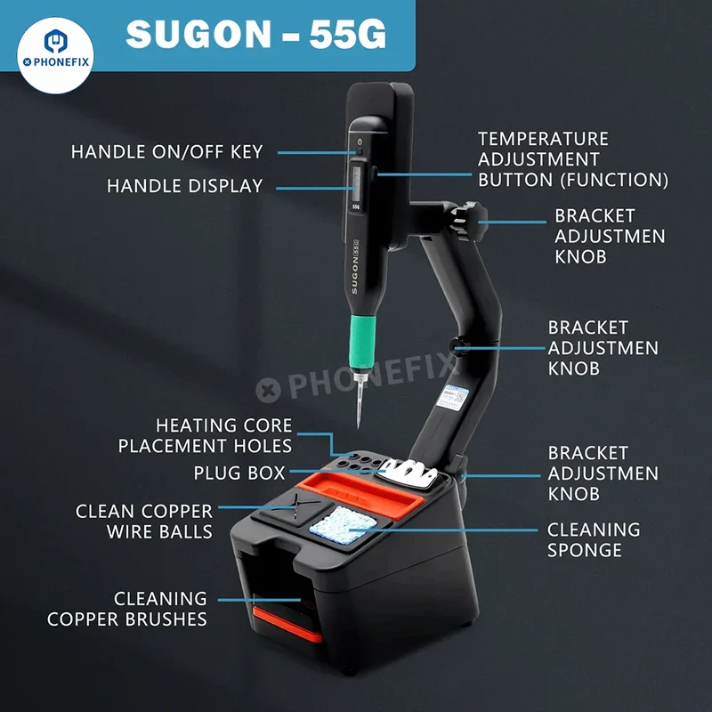 Station de soudage sans fil SUGON 55G compatible avec les pointes JBC C210
