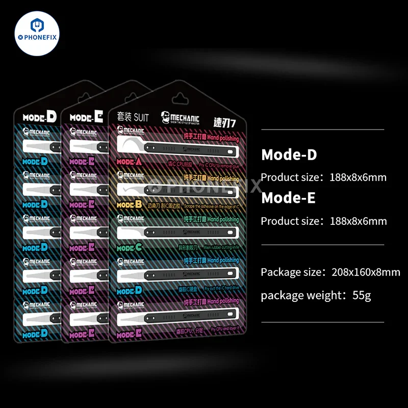 Jeu de 7 lames intégrées pour MÉCANICIEN Quick Edge IC pour retirer la colle