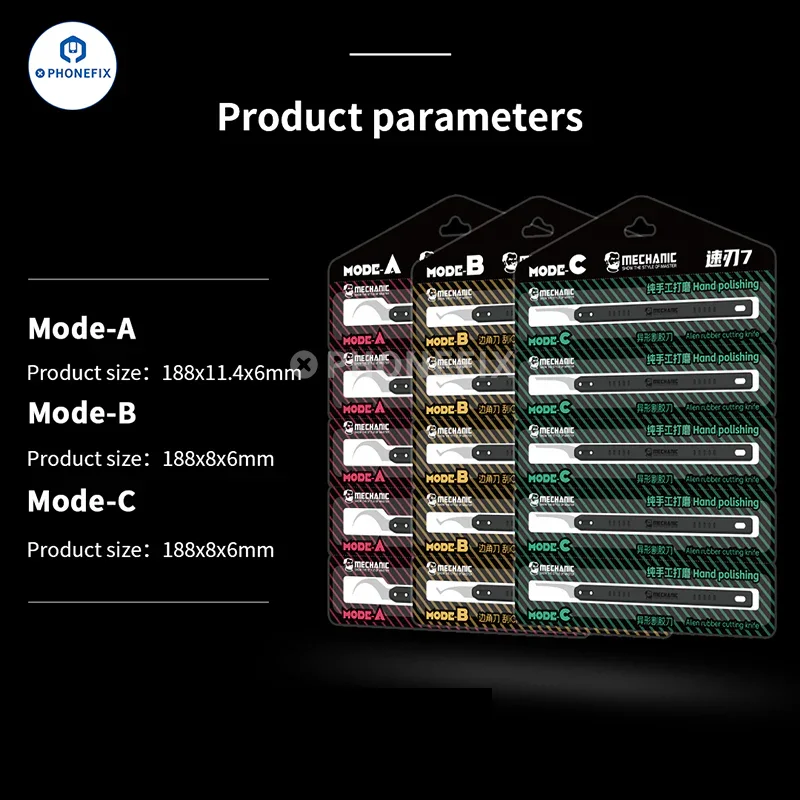 Jeu de 7 lames intégrées pour MÉCANICIEN Quick Edge IC pour retirer la colle