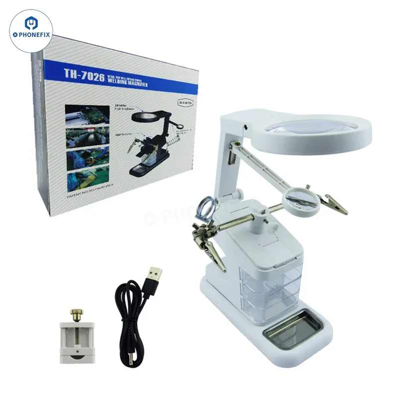 Loupe de soudage de bureau TH 7026 avec 10 LED
