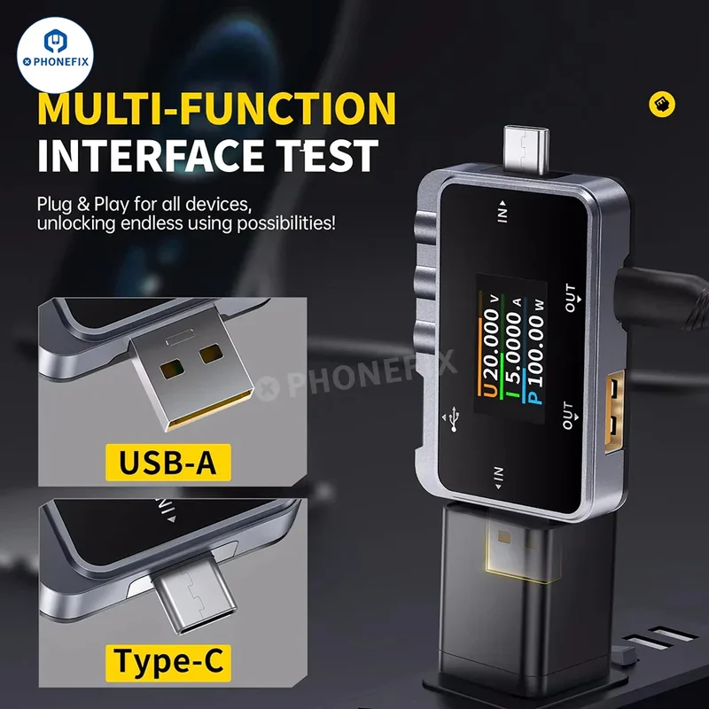 Testeur USB 28 en 2 FNAC-1 Type-C, tension, courant, wattmètre