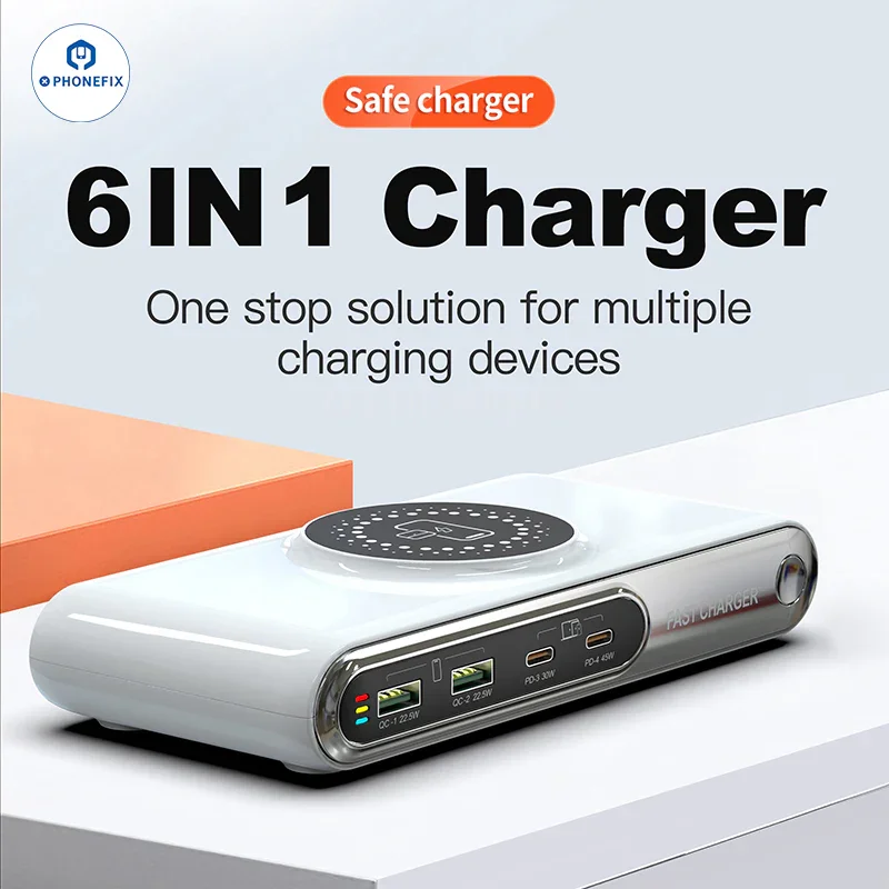 Station de charge sans fil multifonctionnelle PD QC USB Chargeur rapide