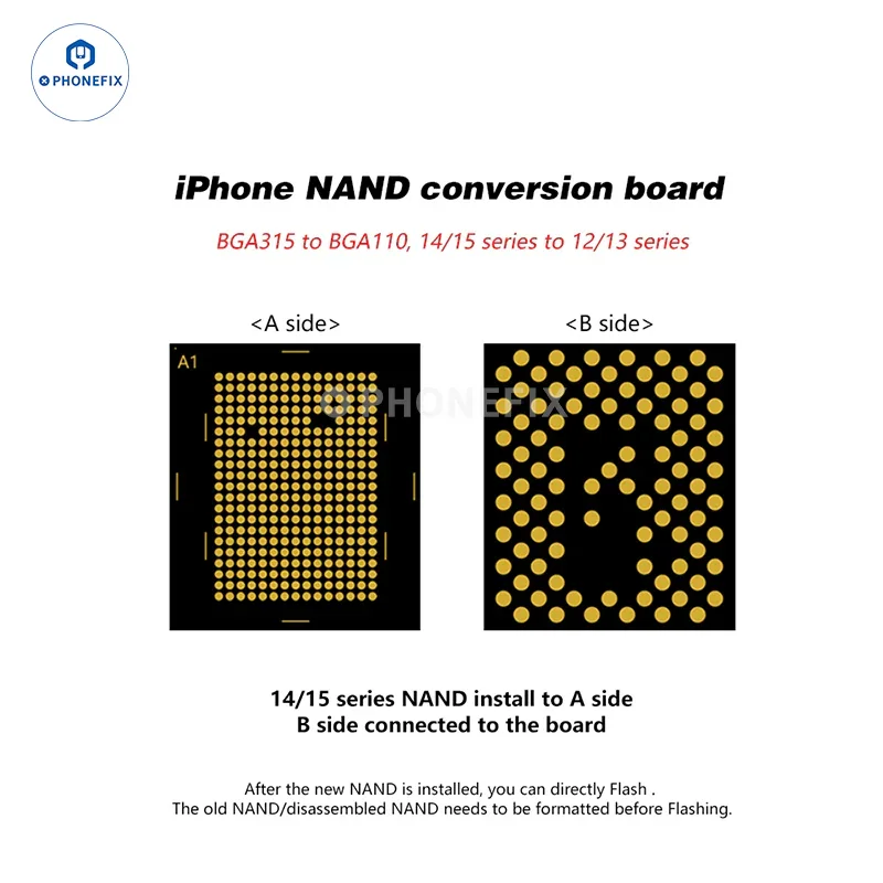 Carte de conversion de puce NAND BGA315 vers BGA110 pour iPhone, iPad, MacBook