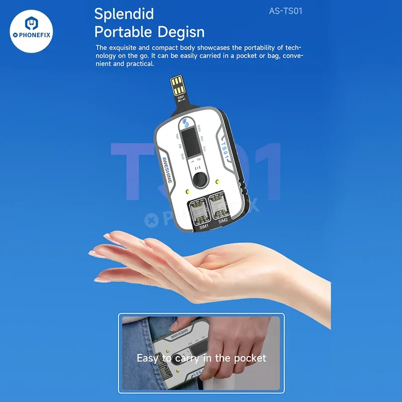 Testeur de carte SIM Aweshine TS-01 pour iPhone, iPad, Android, tous les appareils électroniques