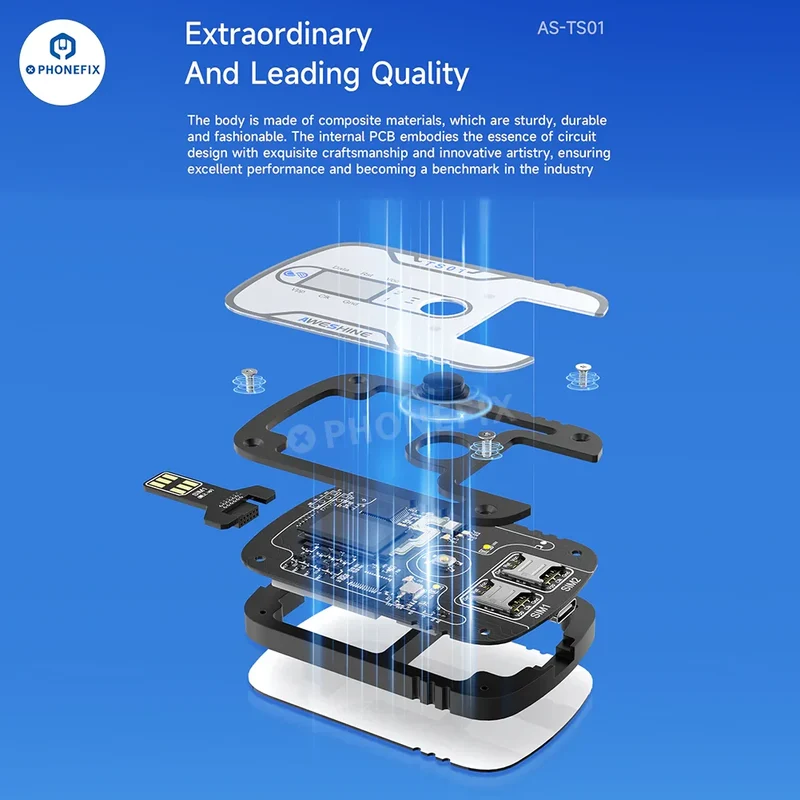 Testeur de carte SIM Aweshine TS-01 pour iPhone, iPad, Android, tous les appareils électroniques