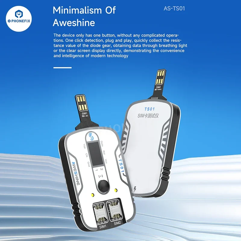 Testeur de carte SIM Aweshine TS-01 pour iPhone, iPad, Android, tous les appareils électroniques