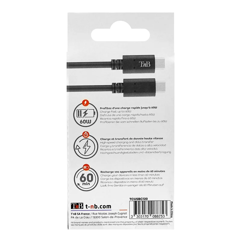 Câble USB Type-C vers USB Type-C turbo charge 1m