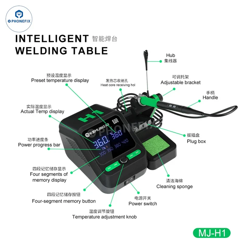 Station de soudage numérique MIJING H1 compatible avec les modèles T210, T115 et T245