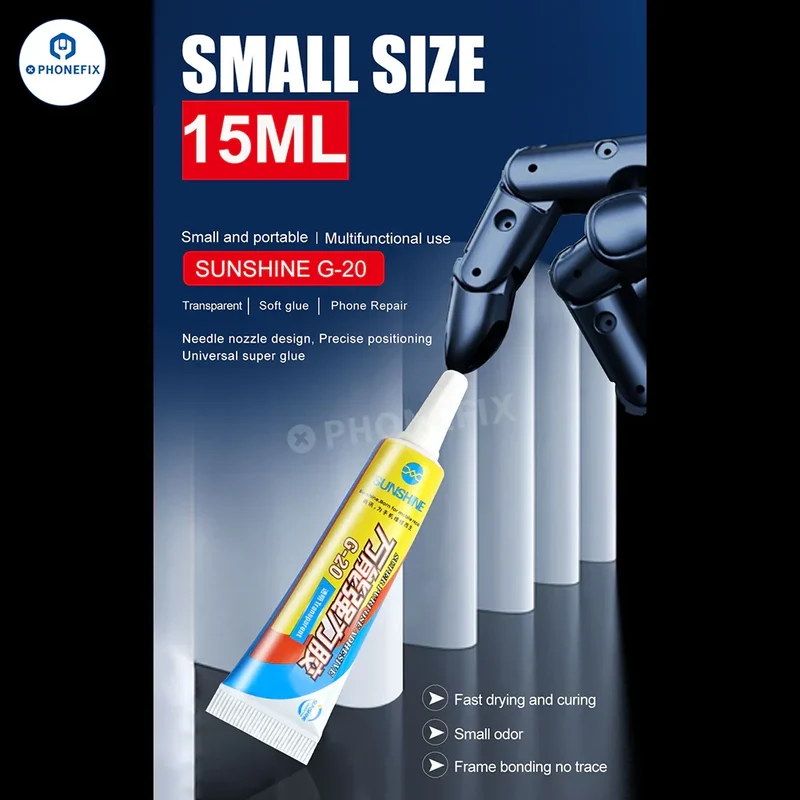 Colle adhésive SUNSHINE G-20 G-21 pour cadre LCD et vitre arrière de téléphone