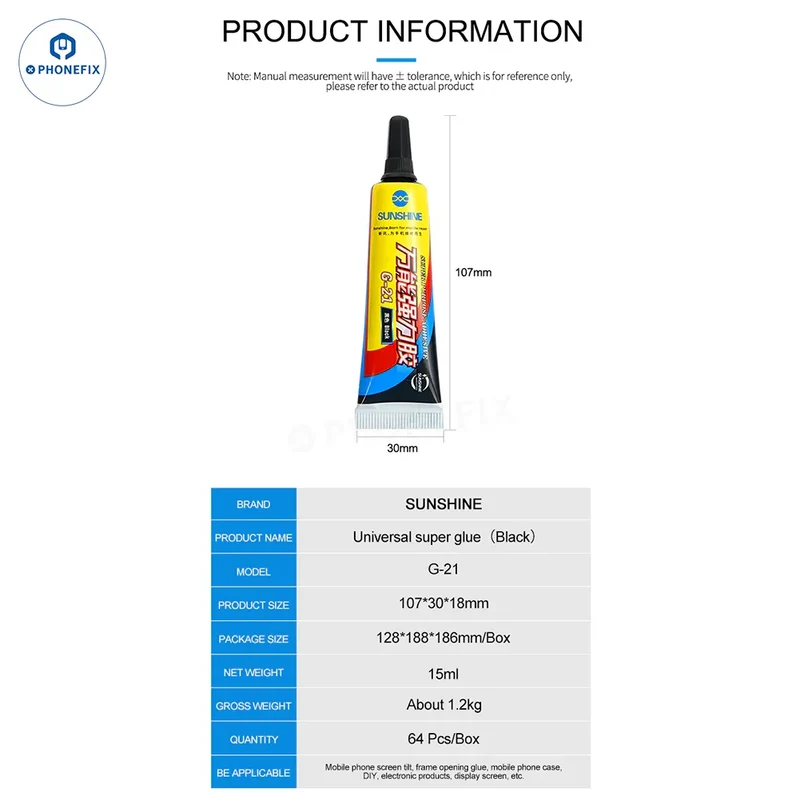 Colle adhésive SUNSHINE G-20 G-21 pour cadre LCD et vitre arrière de téléphone