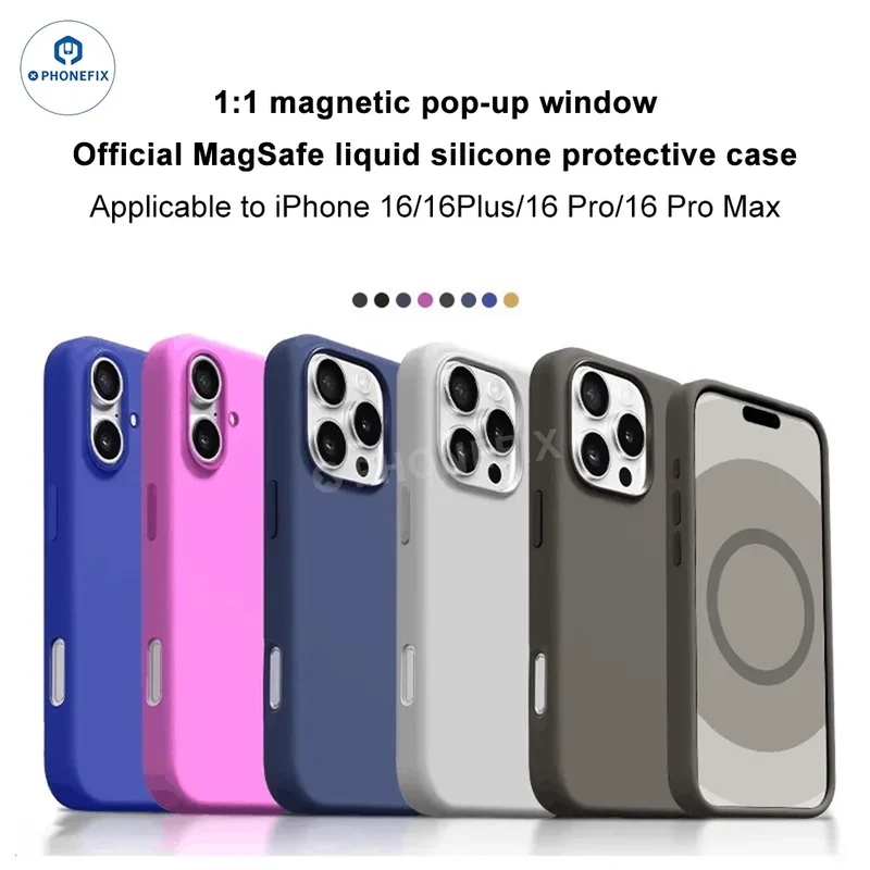 Coque en silicone pour iPhone 16 Pro Max avec logo MagSafe