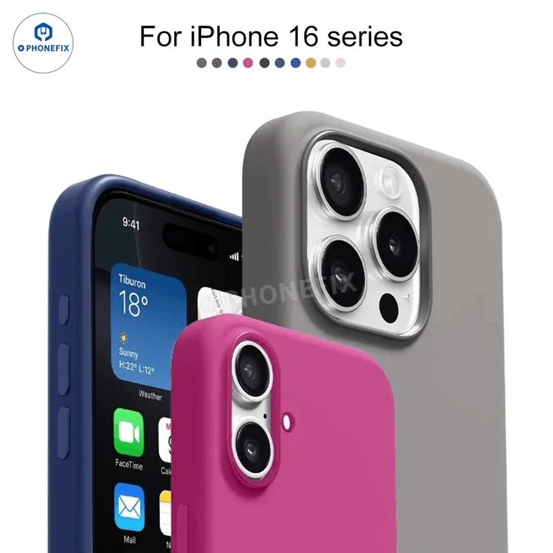 Coque en silicone pour iPhone 16 Pro Max avec logo MagSafe