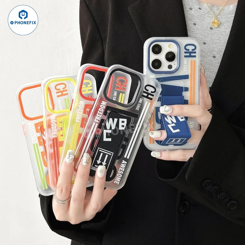 Coque givrée pour iPhone 16 Pro Max avec support pliable push-pull