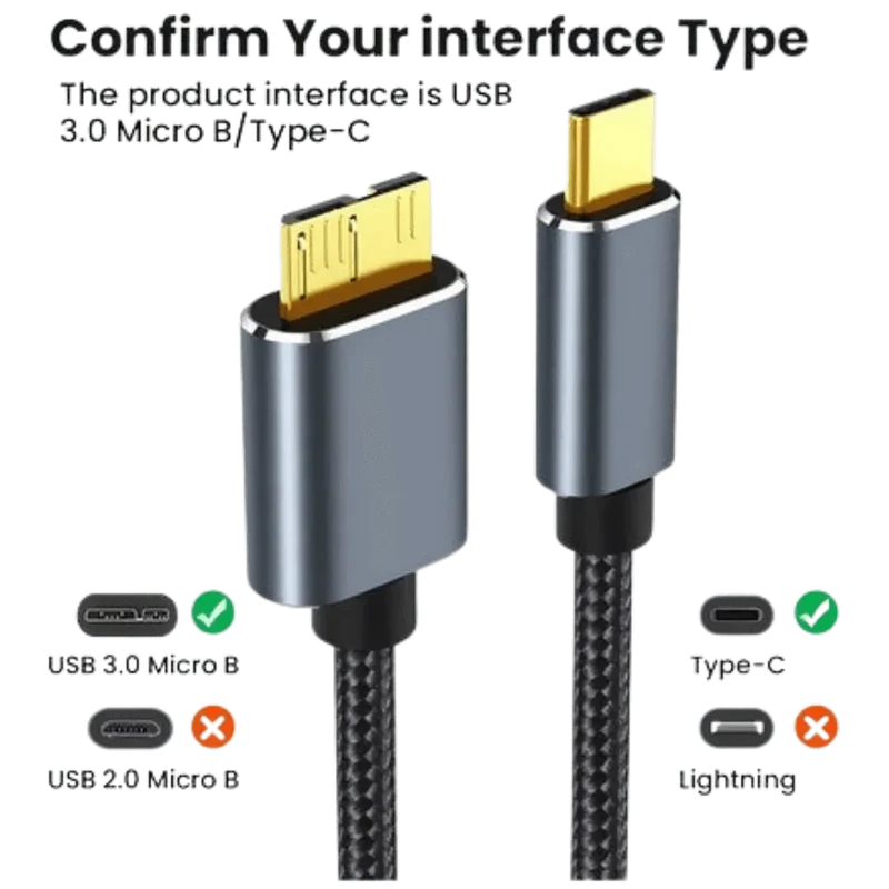 Câble de transfert micro B male vers USB-C