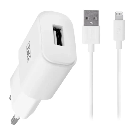 Pack de charge secteur 1 USB 12W + câble Lightning Blanc