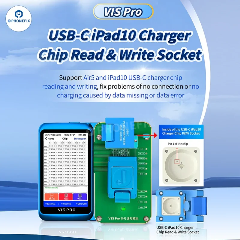 Puce de chargeur USB-C V1S Pro pour iPad 10, prise de lecture et d'écriture avec module EEPROM