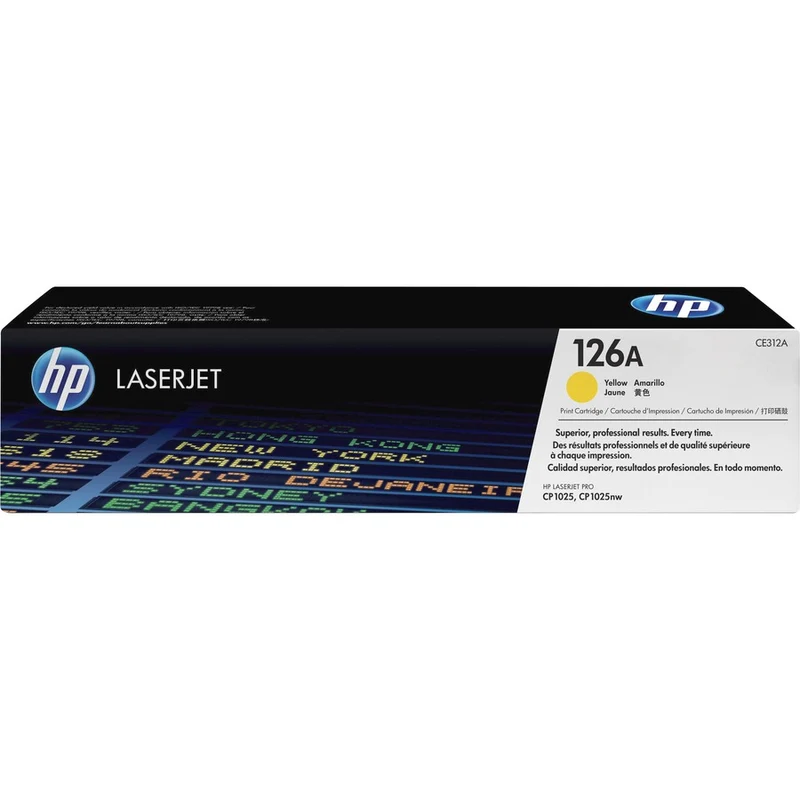 Cartouche de toner laser HP 126A (CE312A) d'origine à rendement standard - Paquet unique - Jaune - 1 unité CE312A
