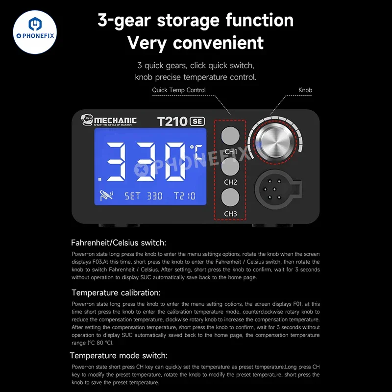 Station de soudage thermostatique MECHANIC T210 SE avec pannes de fer C210